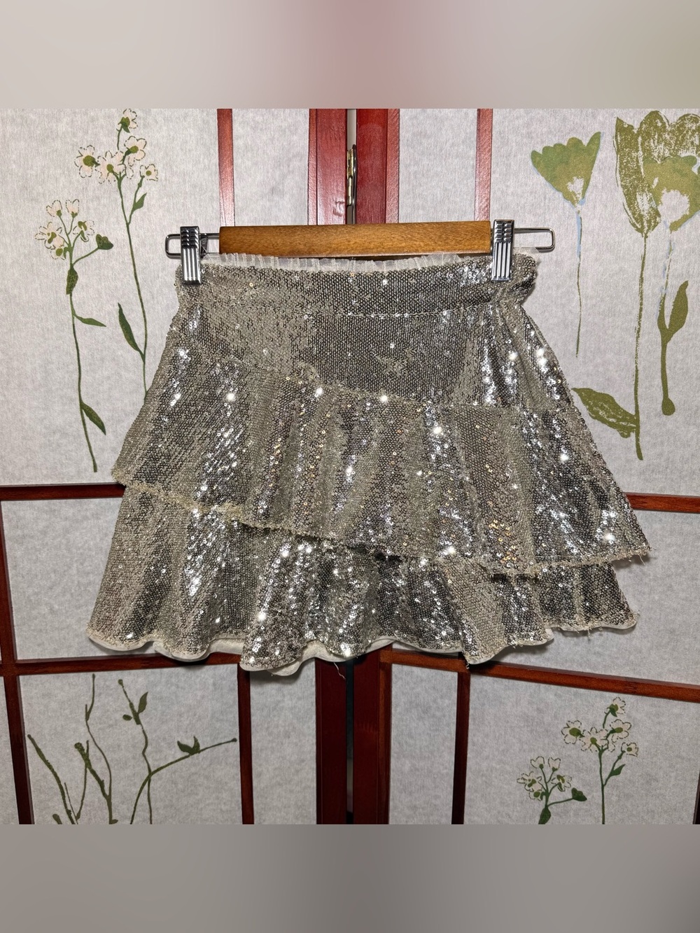 Zara girl’s sequin tiered ruffle skirt sparkle gold size 10 holiday party